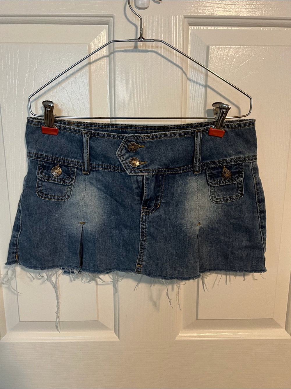 Edikted Blue Distressed Denim Mini Skirt